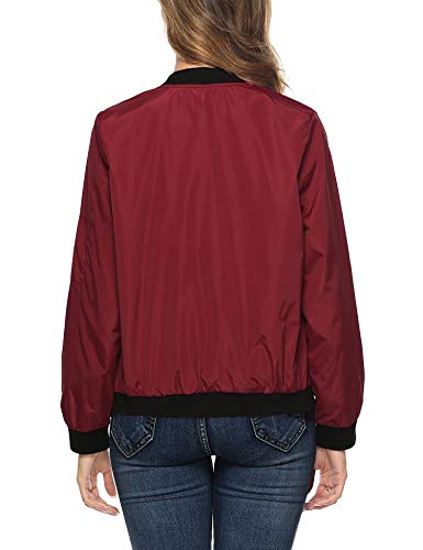 Aibrou Chaqueta Bomber Mujer,Cazadora Moto Jacket Mujer,Casual Uniforme Beisbol con Cremallera,Jacket Bomber Style