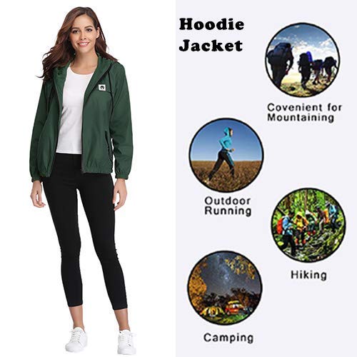 Aibrou Cortavientos Abrigos Impermeables con Capucha Ligera para Mujer,Chubasquero Deporte para al Aire Libre,Ropa de Secado Rápido Chaqueta de Viento e Impermeable