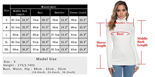 Aibrou Jersey de Cuello Alto Mujer Sólido Ligero Suave Elástico Manga Larga Suéter