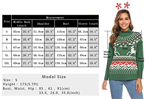 Aibrou Jersey Suéter de Navidad Mujer,Jerséis de Punto Ciervo Cuello Redondo Suelto Linda y Moda