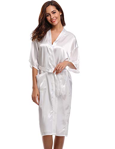 Aibrou Kimono Mujer Batas Largas Lenceria de Aspecto Brillante