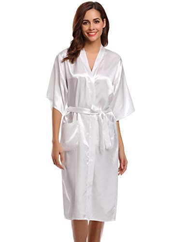 Aibrou Kimono Mujer Batas Largas Lenceria de Aspecto Brillante