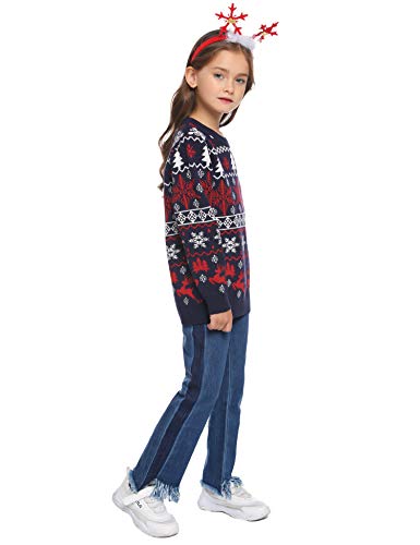 Aibrou Suéter de Navidad Familia Pullover de Punto Jerséis para Mujer Hombre Invierno Manga Larga Jersey Navideño para Niño Niña