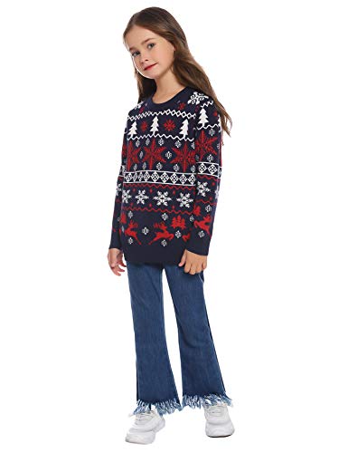 Aibrou Suéter de Navidad Familia Pullover de Punto Jerséis para Mujer Hombre Invierno Manga Larga Jersey Navideño para Niño Niña