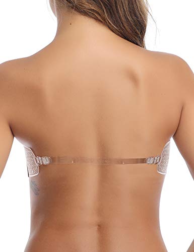 Aibrou Sujetador Invisible Adhesivo Silicona Sin Espalda Reutilizable Sujetadores Push Up con Gel Adhesivo para Juntar los Pechos