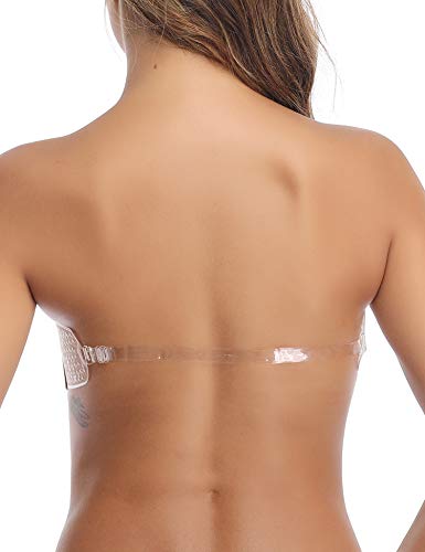 Aibrou Sujetador Invisible Adhesivo Silicona Sin Espalda Reutilizable Sujetadores Push Up con Gel Adhesivo para Juntar los Pechos