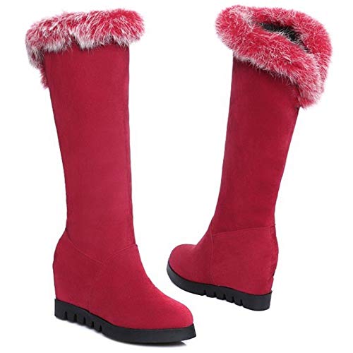 AicciAizzi Mujer Moda Tacon De Cuna Botas Largas Plataforma Sin Cordones Otono Invierno Rodilla Zapatos Red Size 38 Asian