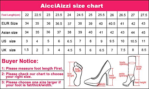 AicciAizzi Mujer Moda Tacon De Cuna Botas Largas Plataforma Sin Cordones Otono Invierno Rodilla Zapatos Red Size 38 Asian