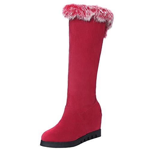 AicciAizzi Mujer Moda Tacon De Cuna Botas Largas Plataforma Sin Cordones Otono Invierno Rodilla Zapatos Red Size 38 Asian