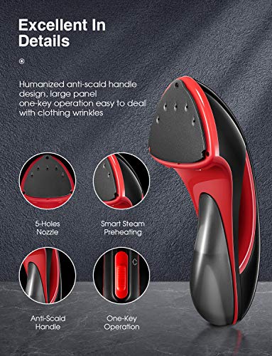 AICOK Plancha Ropa Vapor, 15S Salida de Vapor Rápida, Plancha de Vapor Doble, 1500 W Potente Calefacción, Vertical y Horizontal, 130ml Desmontable Tanque de Agua, Portátil Para el Hogar y Viaje