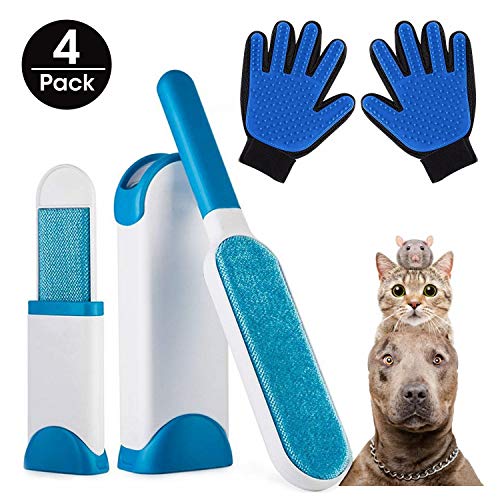 AidSci Guante de Mascotas + Kit de Cepillo de Limpieza de Mascotas, Mascotas Perros Gatos Manopla Masaje para Mascotas Retiro del Pelo, Un par de Guantes