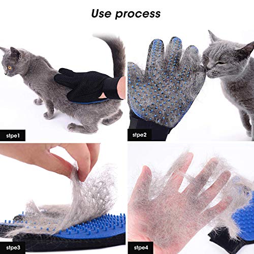 AidSci Guante de Mascotas + Kit de Cepillo de Limpieza de Mascotas, Mascotas Perros Gatos Manopla Masaje para Mascotas Retiro del Pelo, Un par de Guantes