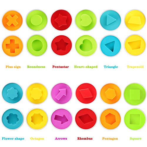 Aiduy Huevo Juguetes, Color y Forma Juguetes Educativos, Juegos para Desarrollar Las Habilidades Motoras y Percepción de Niños 1 2 3 años (12pcs)