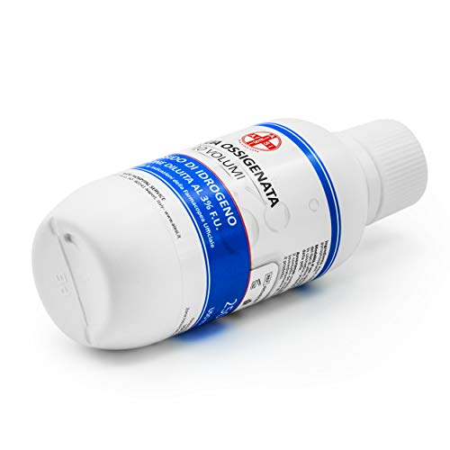 AIESI® Agua Oxigenada desinfectante Ph.Eur. 3% 10 volúmenes con tapa de seguridad para niños 250 ml (Paquete de 12 piezas) # Made in Italy