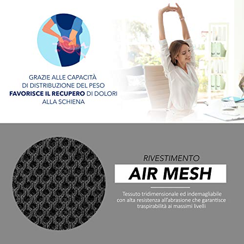 AIESI® Cojín Antiescaras Profesional (Certificado) Memory en poliuretano expandido con cojín interior de gel viscoelástico y cinturón cm 44x44x5h