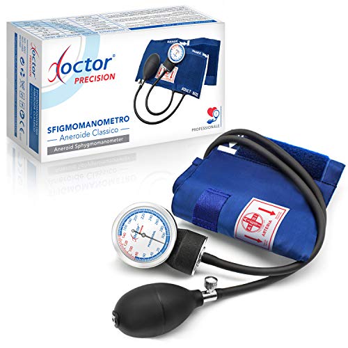AIESI® Esfigmomanometro Manual Profesional Aneroide Tensiómetro modelo clasico con brazalete de nylon para adultos DOCTOR PRECISION # Garantía 24 meses