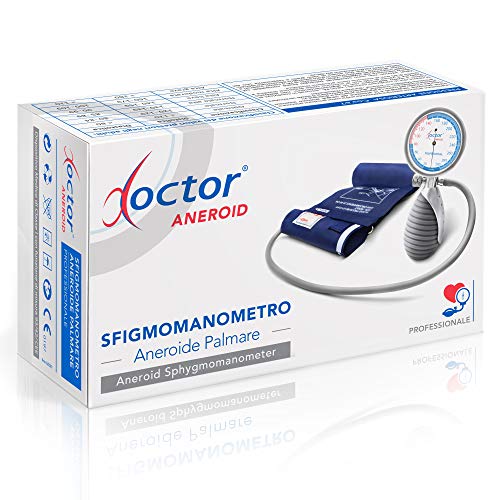 AIESI® Esfigmomanometro Manual Profesional Aneroide Tensiómetro palmar con brazalete de nylon para adultos DOCTOR ANEROID # Agarre adjustable # Garantía 24 meses