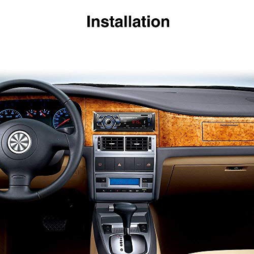 Aigoss Autoradio Bluetooth, Control Remoto Manos Libres FM Estéreo de Coche 60W x 4, Apoyo de Reproductor MP3 Llamadas Manos Libres, Función de Radio y de Archivo