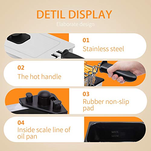 Aigostar Agni 30HEY - Freidora de 3 litros， 2200W， tapa antisalpicaduras y temperatura ajustable. Acero inoxidable tipo 304 y recipiente totalmente extraíble para vaciado de aceite. Diseño exclusivo.