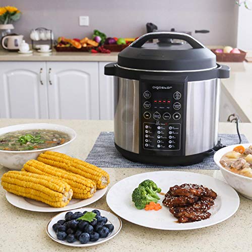 Aigostar Mi 30IAU – Olla a presión multifunción, 1000 W, 15 funciones, panel led, 3 ajustes de presión, programable, función mantener caliente, capacidad 6l, recipiente antiadherente. Diseño exclusivo