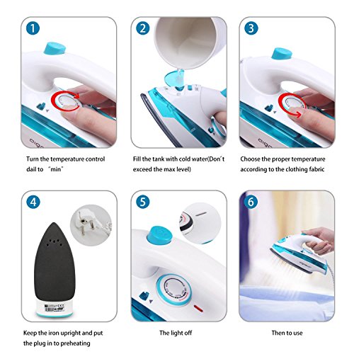 Aigostar Purpletravel 31HHL - Plancha de vapor. Doble voltaje (115V + 230 V). Diseño portátil especial para viajes. Potencia de 800 watios, suela de teflón antiadherente con depósito de 45 ml. Color Aguamarina, Diseño exclusivo.