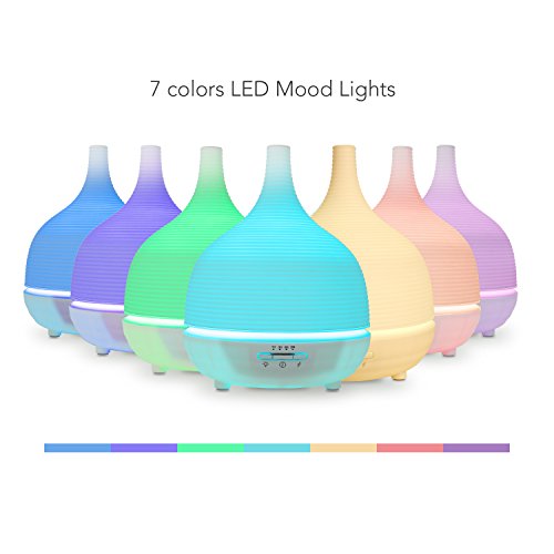 Aiho Humidificador 500ml Ultrasónico Difusor de Aceites Esenciales Aromaterapia 7-Color LED 4 Ajustes de Tiempo Para Yoga Spa Hogar Oficina Dormitorio Baño