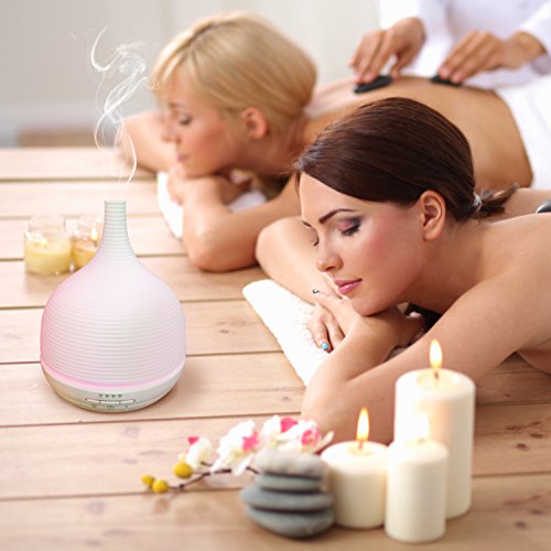 Aiho Humidificador 500ml Ultrasónico Difusor de Aceites Esenciales Aromaterapia 7-Color LED 4 Ajustes de Tiempo Para Yoga Spa Hogar Oficina Dormitorio Baño