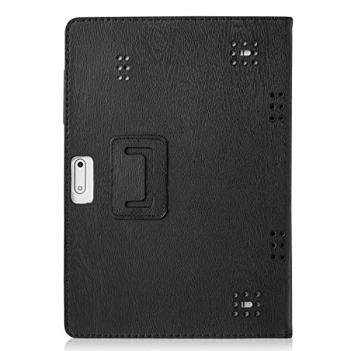 AIJAKO Slim Fit Folio Funda Cubierta Carcasa Caso Case con Stand Función para Tablet de 10.1 Pulgadas BEISTA K107 / YUNTAB K107 K17 Tablet 10.1 / SANNUO Tablet de 10.1" / LNMBBS 3G Tablet - Negro
