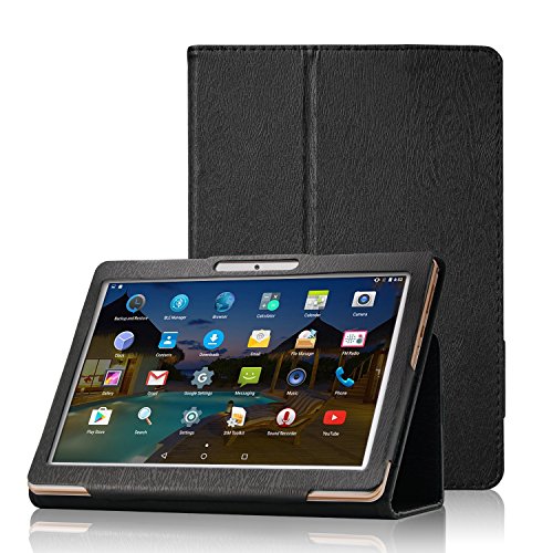 AIJAKO Slim Fit Folio Funda Cubierta Carcasa Caso Case con Stand Función para Tablet de 10.1 Pulgadas BEISTA K107 / YUNTAB K107 K17 Tablet 10.1 / SANNUO Tablet de 10.1" / LNMBBS 3G Tablet - Negro