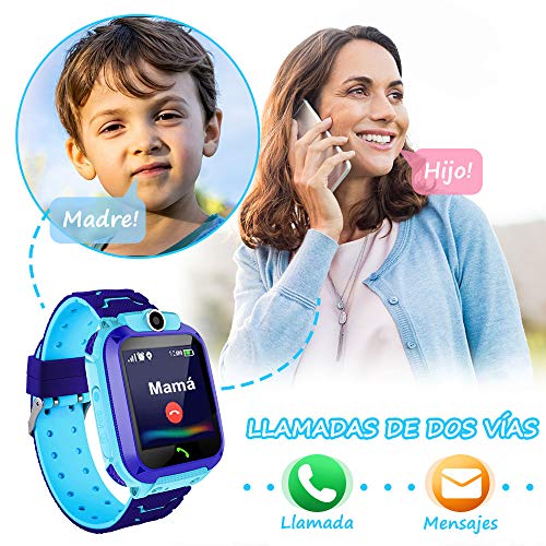 AIMIUVEI Smartwatch Niños, Reloj Inteligente Niño IP67, LBS, Llamada Bidireccional, SOS Modo de Clase, Cámara, Juegos, Regalo para Niño Niña de 3-12 años, Smartwatch soporta 2G Tarjeta Micro SIM