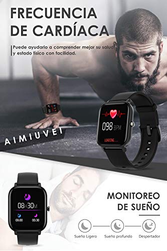 AIMIUVEI Smartwatch, Reloj Inteligente IP67 con Pulsómetro, Presión Arterial, 7 Modos de Deportes, Monitor de Sueño Caloría 1.4 Inch Pantalla Táctil Smartwatch para Mujer y Hombre