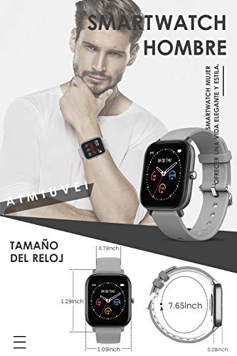 AIMIUVEI Smartwatch, Reloj Inteligente IP67 con Pulsómetro, Presión Arterial, 7 Modos de Deportes y GPS, Monitor de Sueño Caloría 1.4 Inch Pantalla Táctil Smartwatch para Mujer y Hombre