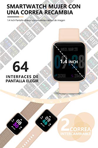 AIMIUVEI Smartwatch, Reloj Inteligente Mujer Hombre IP67 con Pulsómetro, 1.4 Inch Smartwatch Presión Arterial Monitor de Sueño GPS Podómetro Pulsera Actividad Inteligente Compatible con iOS y Android