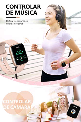AIMIUVEI Smartwatch, Reloj Inteligente Mujer Hombre IP67 con Pulsómetro, 1.4 Inch Smartwatch Presión Arterial Monitor de Sueño GPS Podómetro Pulsera Actividad Inteligente Compatible con iOS y Android