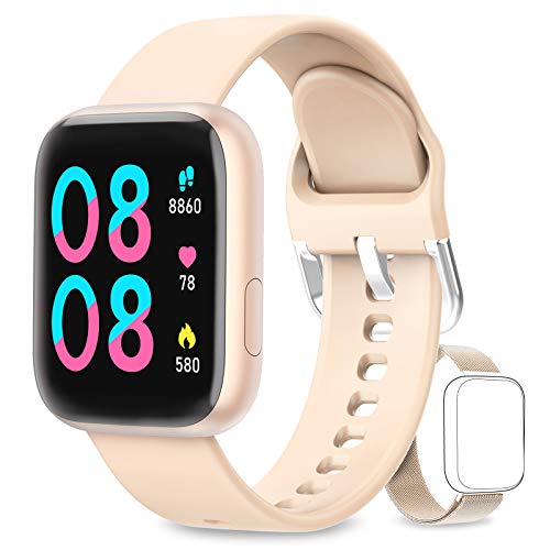 AIMIUVEI Smartwatch, Reloj Inteligente Mujer Hombre IP67 con Pulsómetro, 1.4 Inch Smartwatch Presión Arterial Monitor de Sueño GPS Podómetro Pulsera Actividad Inteligente Compatible con iOS y Android