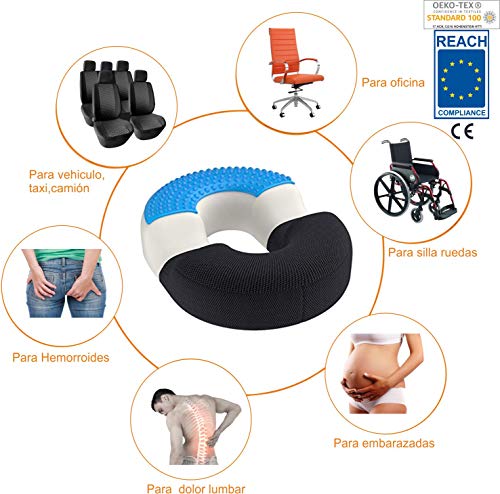 AIMO Spain COJN Tecnico CM-006 ortopedido y anatomico,Libera presiones de próstata y hemorroides, pos Parto, Proporciona una cómoda sentada, en Espuma Memoria, viscoelastica