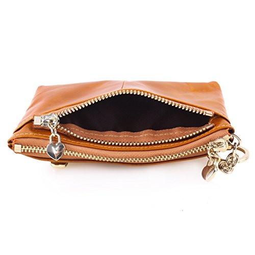 AINIMOER Unisex piel auténtica Monedero coche Caso Clave Llavero Llavero Bolso De Mano -  Marrón -