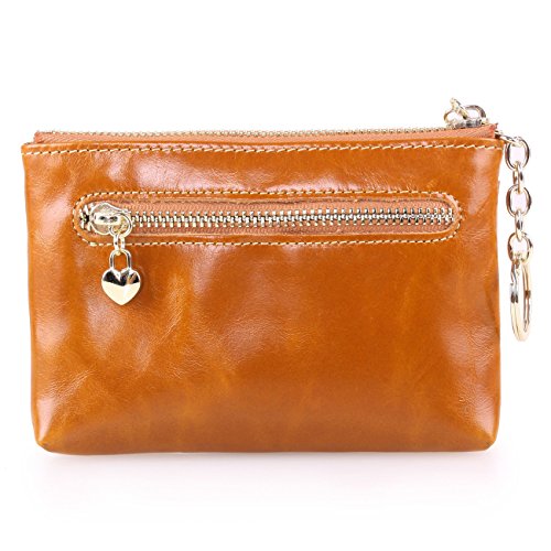 AINIMOER Unisex piel auténtica Monedero coche Caso Clave Llavero Llavero Bolso De Mano -  Marrón -