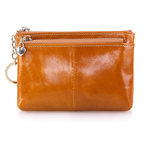 AINIMOER Unisex piel auténtica Monedero coche Caso Clave Llavero Llavero Bolso De Mano -  Marrón -