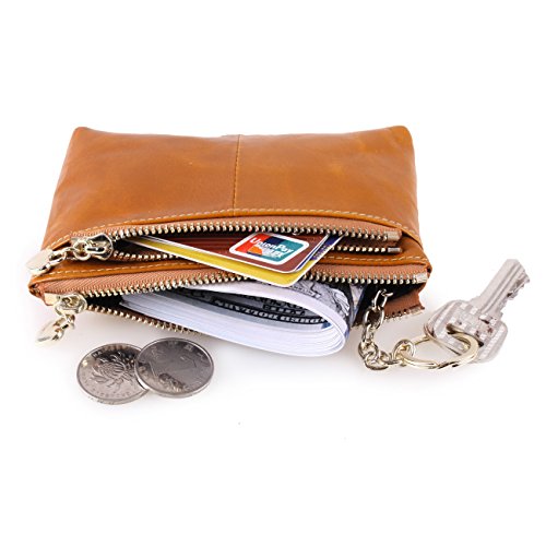 AINIMOER Unisex piel auténtica Monedero coche Caso Clave Llavero Llavero Bolso De Mano -  Marrón -