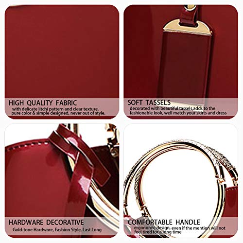 AINUOEY Bolsos Para Mujer Shoppers y Bolsos de Hombro Bolsos Bandolera Vestir Burdeos