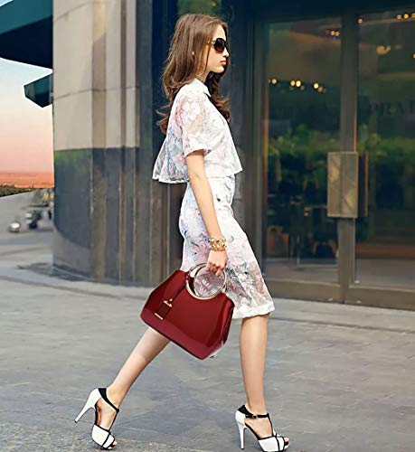 AINUOEY Bolsos Para Mujer Shoppers y Bolsos de Hombro Bolsos Bandolera Vestir Burdeos