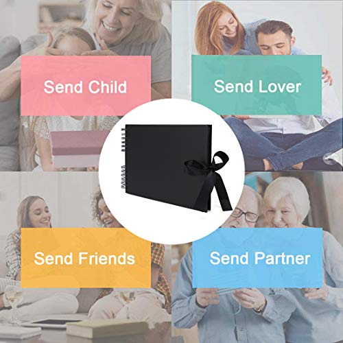 AIOR Album de Fotos para Pegar y Escribir Scrapbook, 80 Páginas Negras, DIY Scrapbooking Album Original para Aniversario de Boda de Oro Cumpleaños Navidad para Mujer Niña Novia Regalos (Negro)