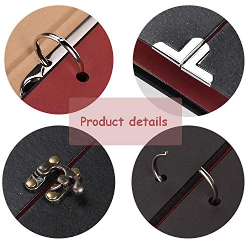 AIOR Álbum de Fotos para Pegar y Escribir Scrapbook, Álbum de Recortes, Creativa del Diario con Grabado en Forma de Corazón, Aniversario de Boda, Cumpleaños, día de San Valentín Idea de Regalo, Negro