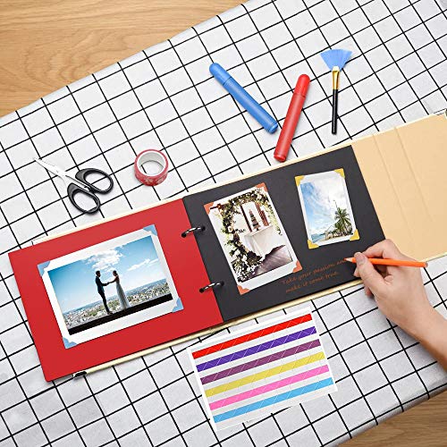 AIOR Álbum de Fotos para Pegar y Escribir Scrapbook, Álbum de Recortes, Creativa del Diario con Grabado en Forma de Corazón, Aniversario de Boda, Cumpleaños, día de San Valentín Idea de Regalo, Negro