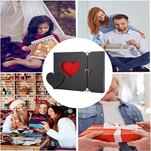 AIOR Álbum de Fotos para Pegar y Escribir Scrapbook, Álbum de Recortes, Creativa del Diario con Grabado en Forma de Corazón, Aniversario de Boda, Cumpleaños, día de San Valentín Idea de Regalo, Negro