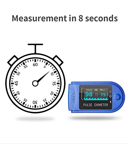 AIQURA pulsómetro de dedo oxígeno – pulsioxímetro de dedo profesional – oxímetro medidor de oxígeno en sangre portátil - SpO2, frecuencia del pulso, BPM