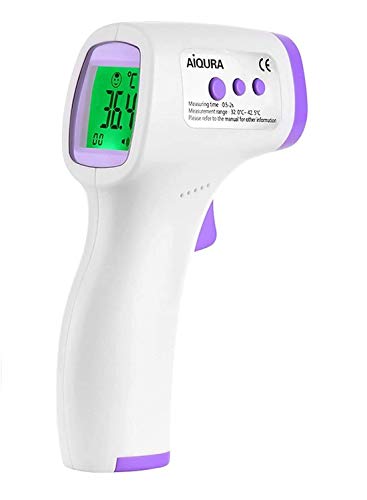 AIQURA Termómetro Infrarrojos Sin Contacto Médico - pistola láser con pantalla digital - medición frontal y corporal a distancia para bebé niño adulto profesional