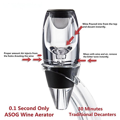 Aireador de vino Decantador de vino - ASOG Magic Decanter Jarra de vino con torre, juego de regalo ideal