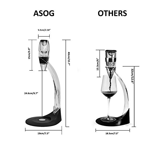 Aireador de vino Decantador de vino - ASOG Magic Decanter Jarra de vino con torre, juego de regalo ideal